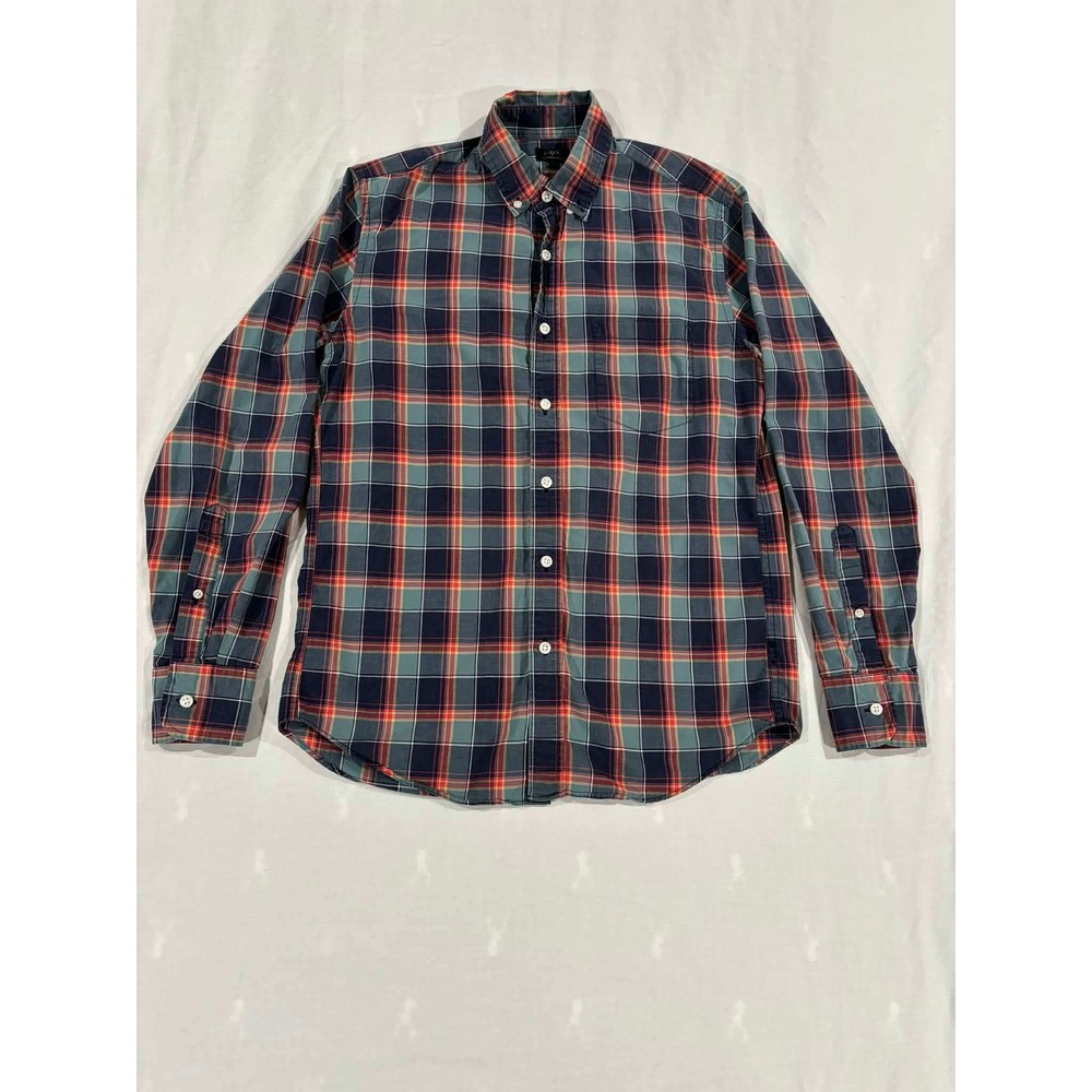 J Crew Heathered Cotton Plaid Button Down Shirt Mens Size S